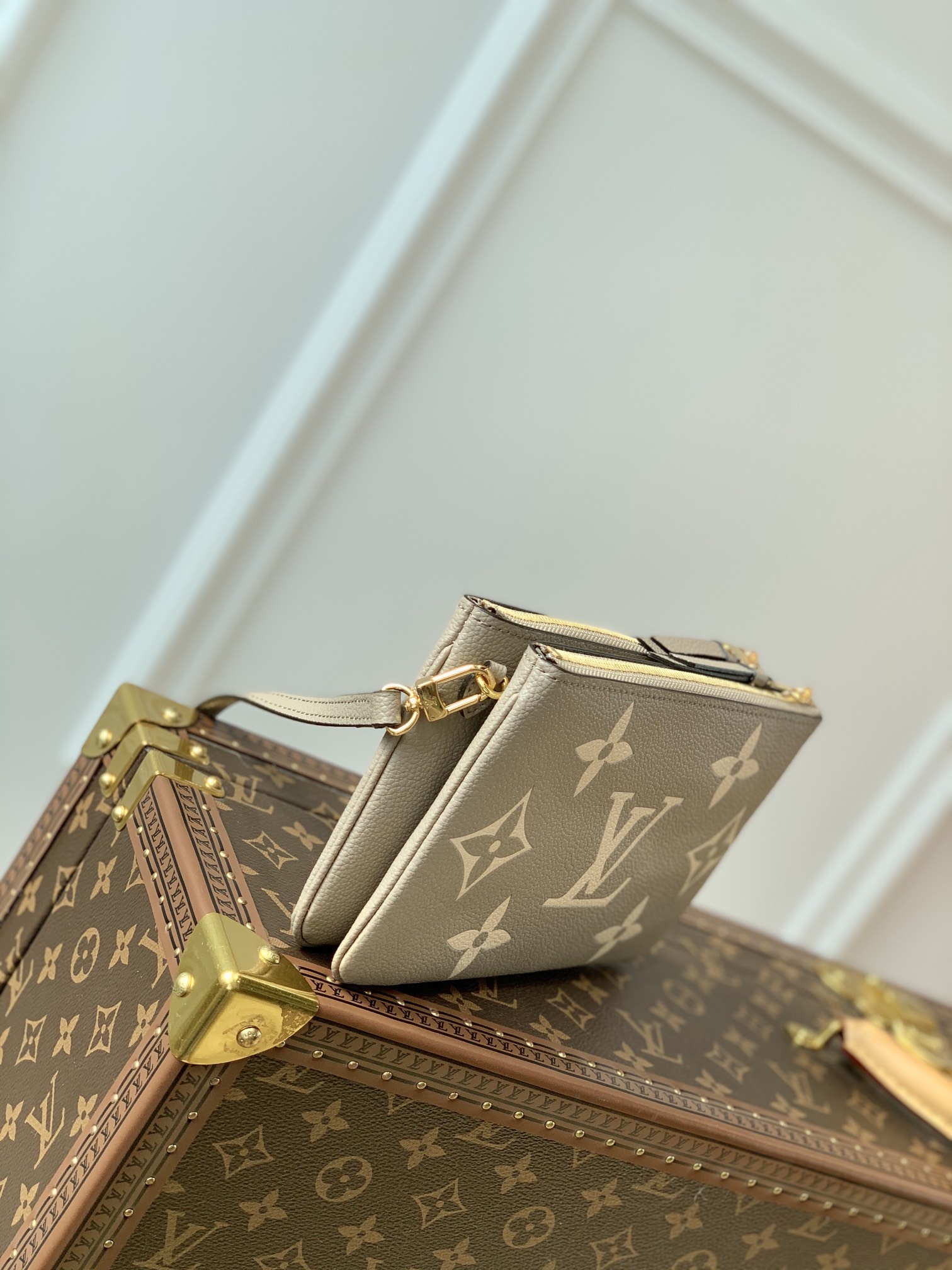 l0*is V*t0n m80084 pochette double zip bag -20*12.5*3cm