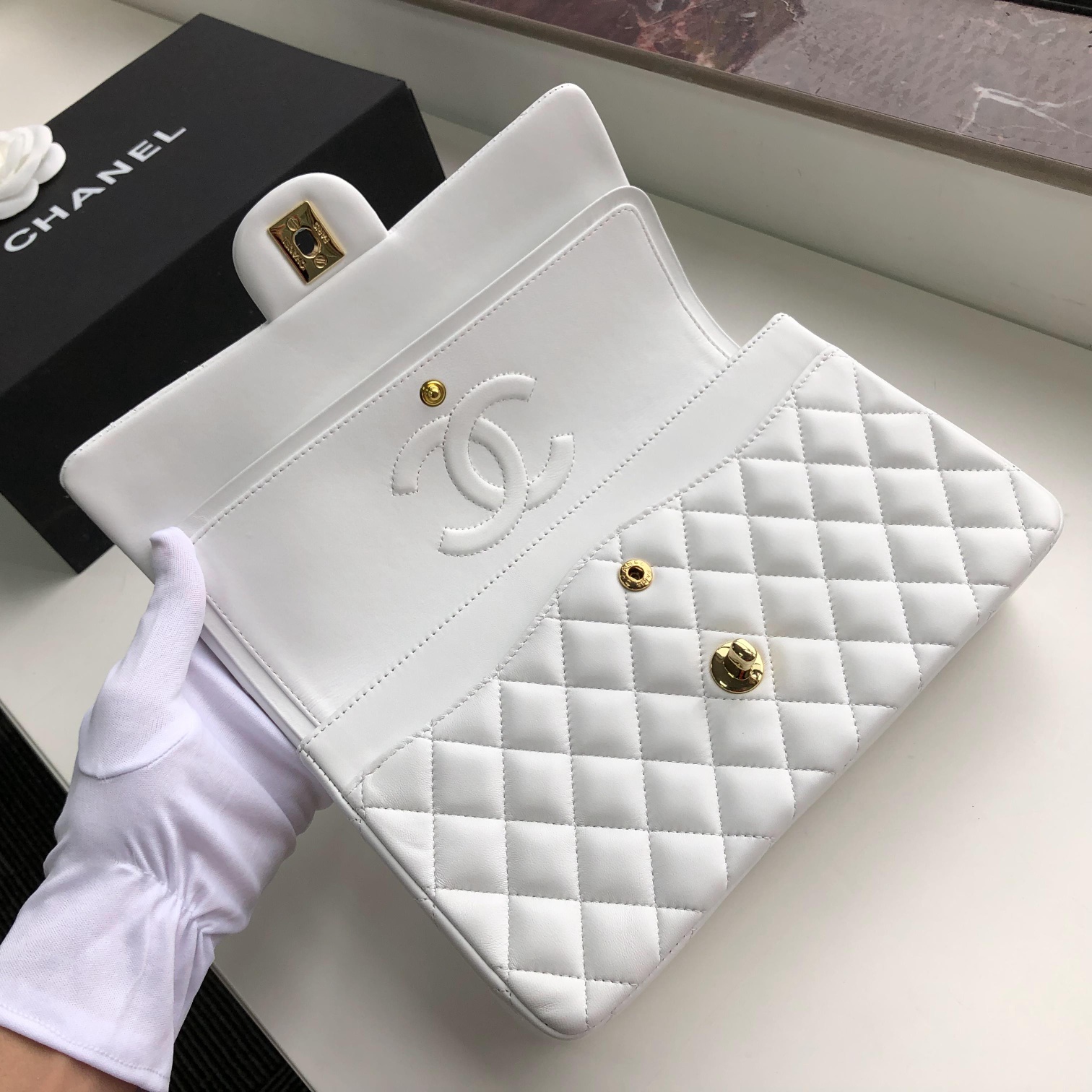 Ch@nel Flap Bag-Lambskin-25CM