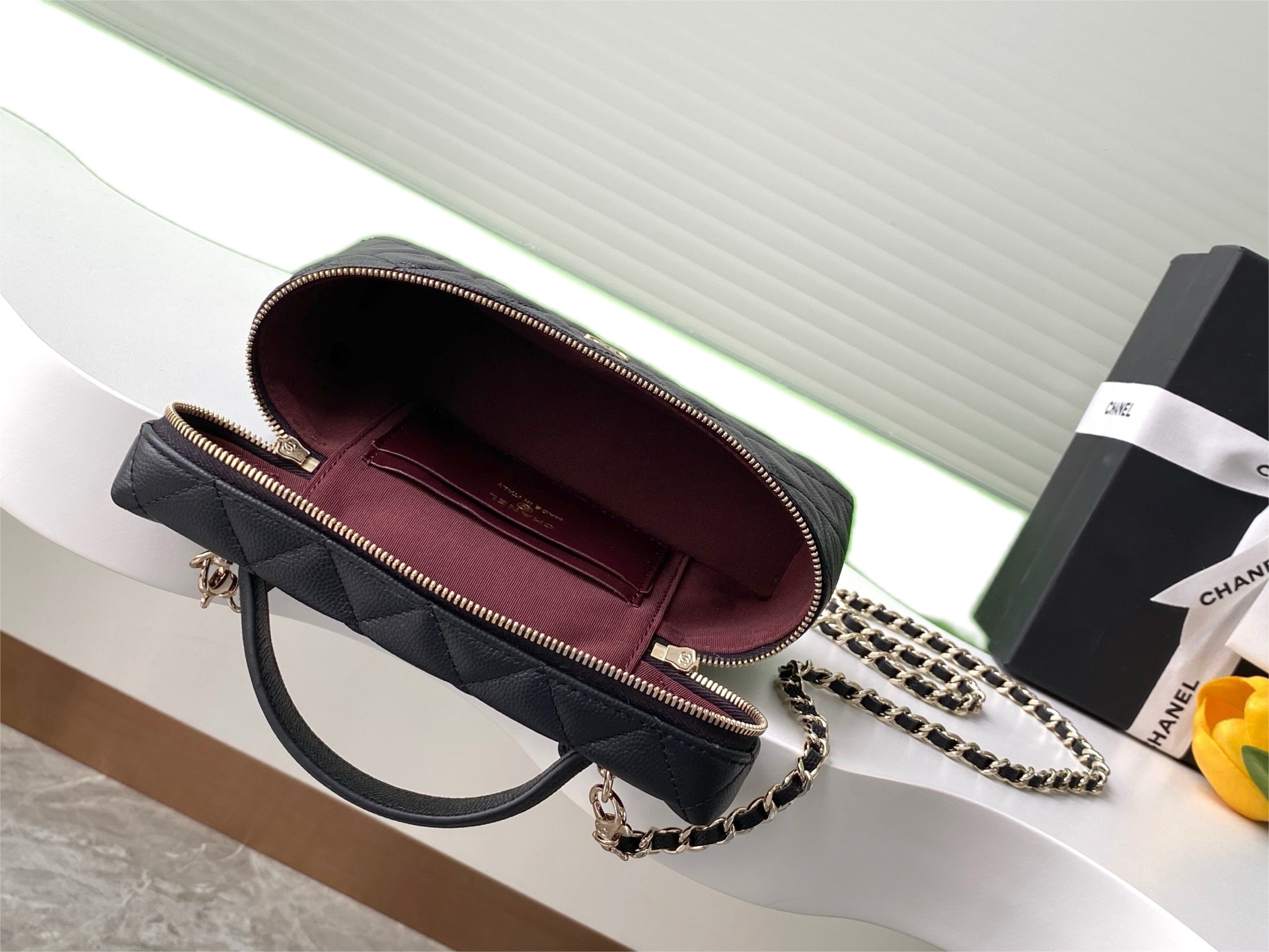 Ch@nel Cosmetic Bag-Caviar-18CM