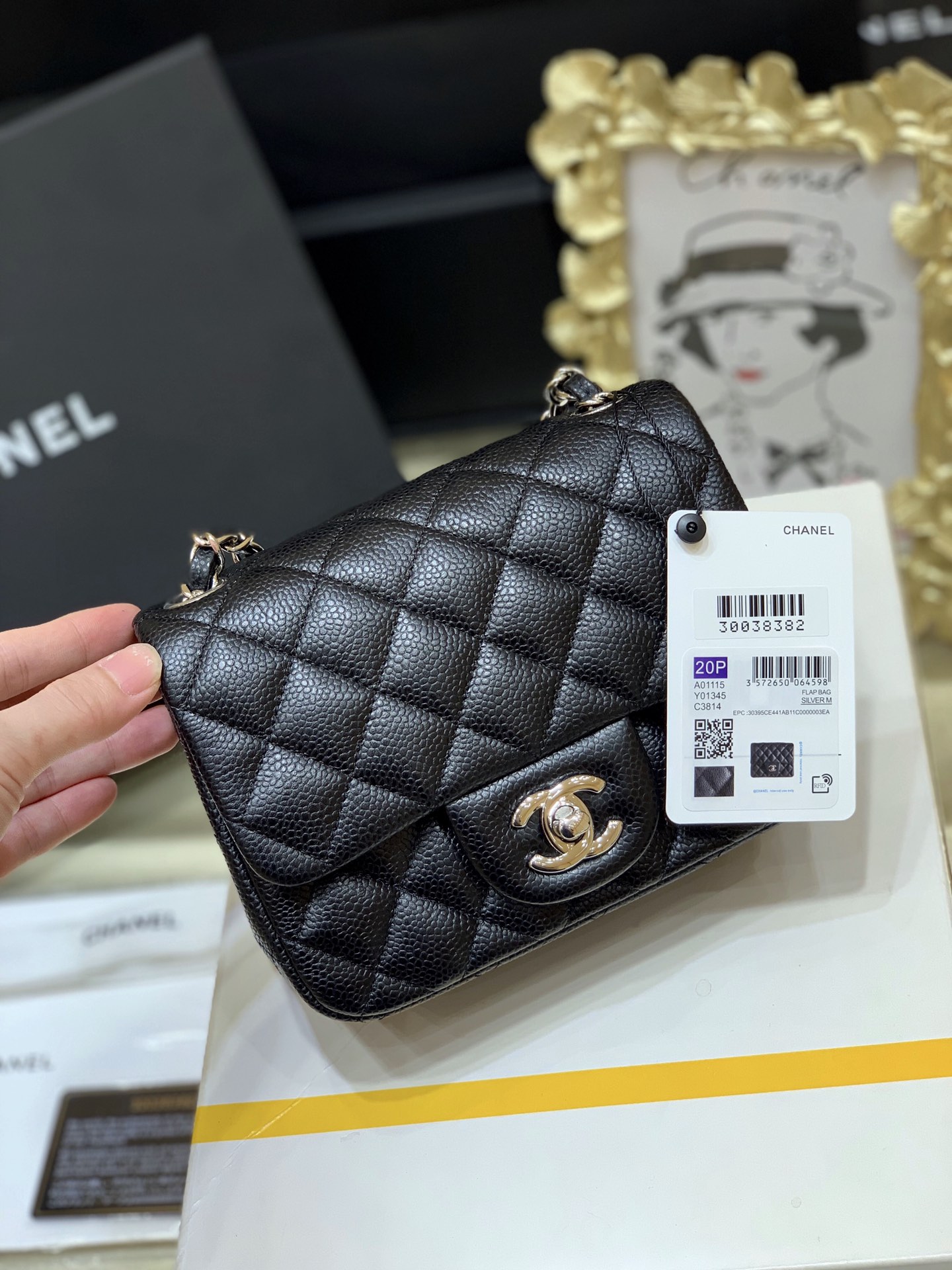 Ch@nel Flap Bag-Caviar-17CM