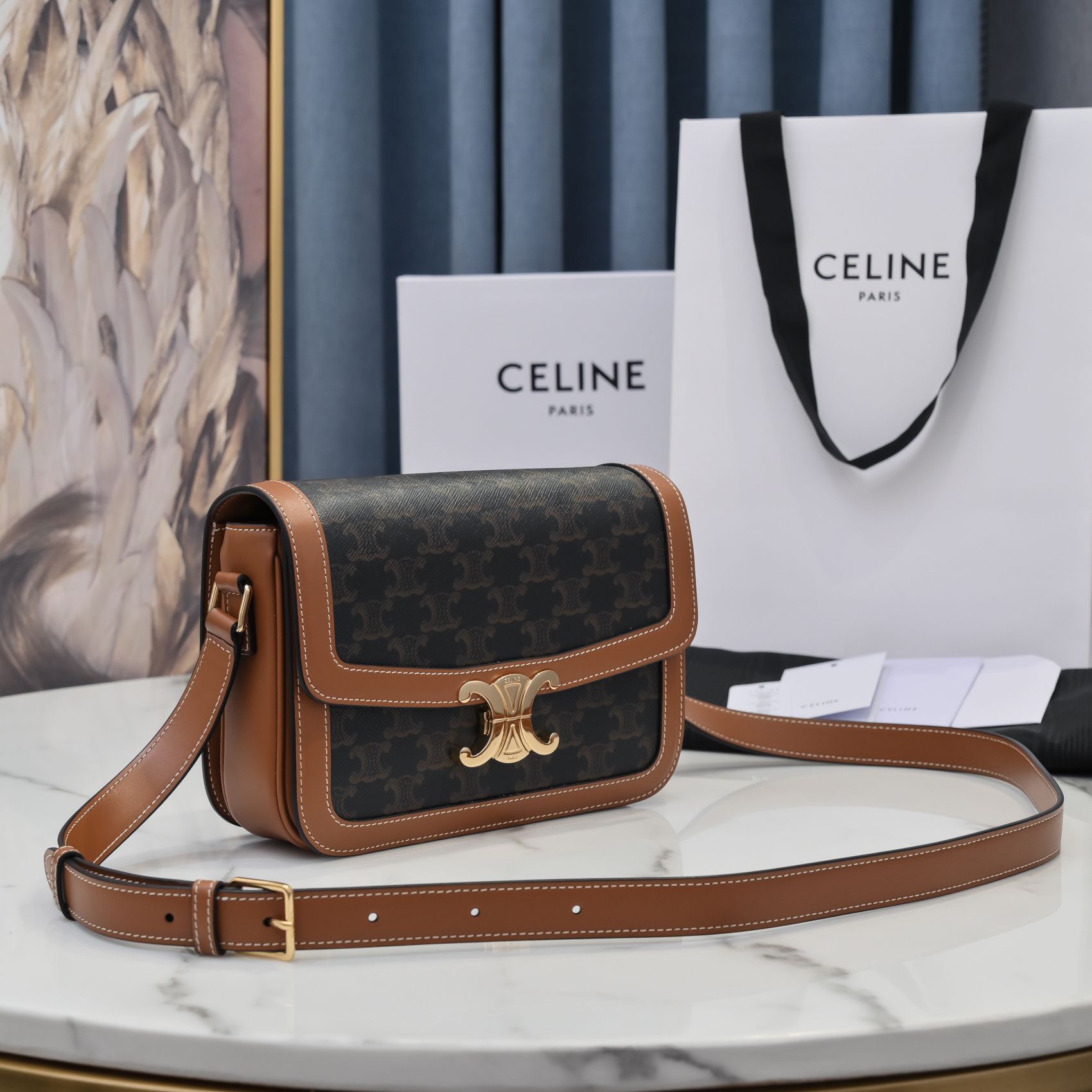 Celin Triomphe Shoulder Bag-22.5x16.5x7.5CM