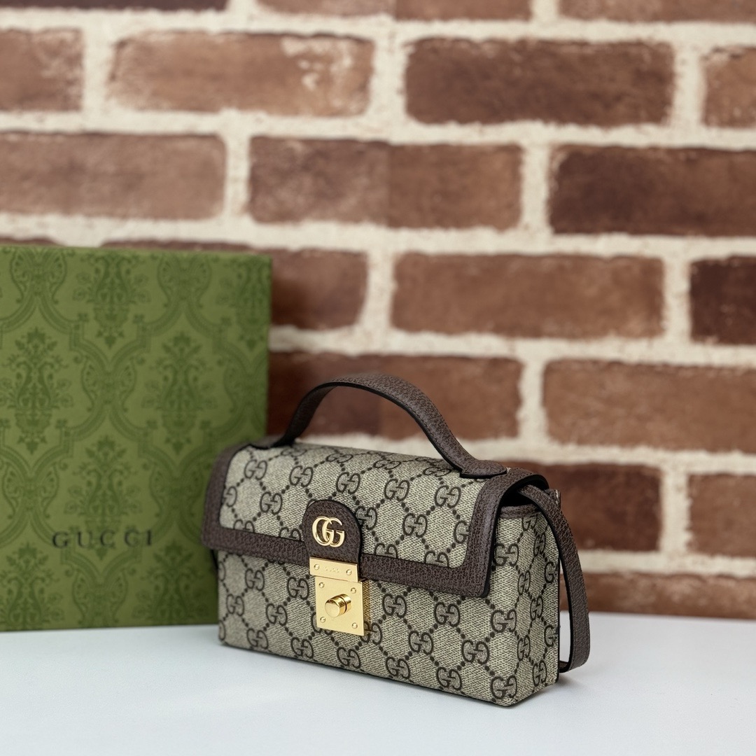 Gucci Ophidia Mini Bag In Beige and Ebony-18.5*11*5CM