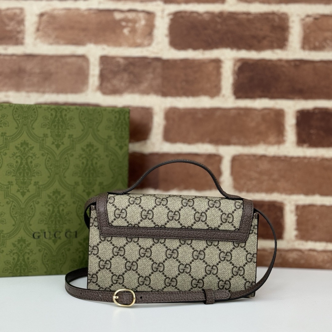 Gucci Ophidia Mini Bag In Beige and Ebony-18.5*11*5CM