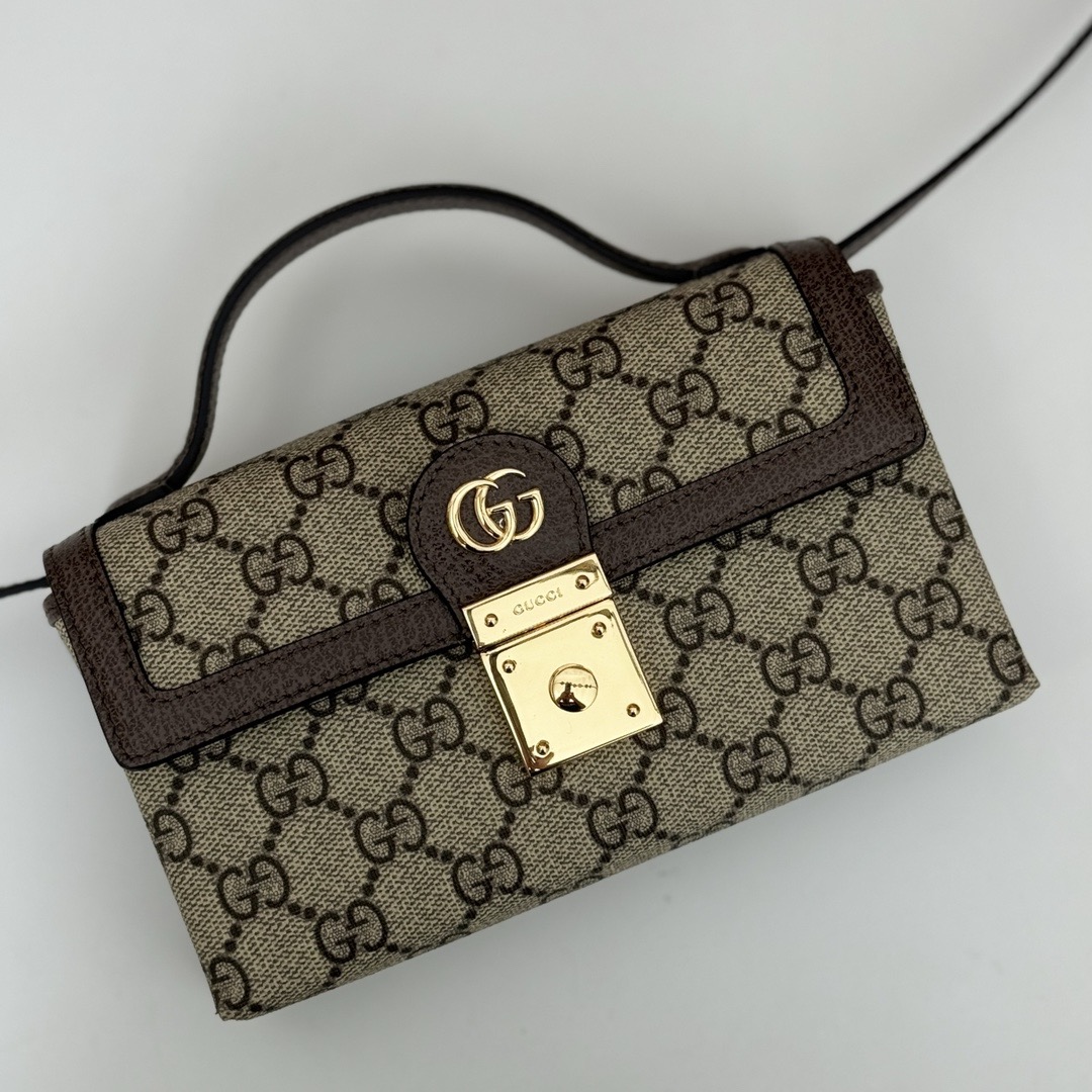 Gucci Ophidia Mini Bag In Beige and Ebony-18.5*11*5CM