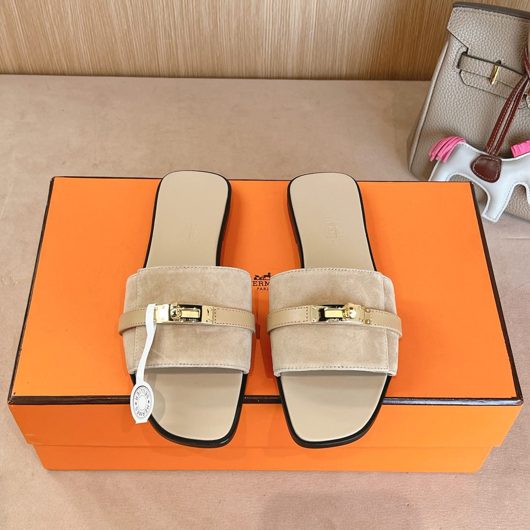 Hermes Giulia Sandals Goat Suede