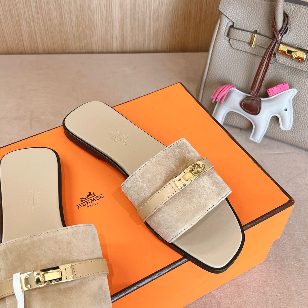 Hermes Giulia Sandals Goat Suede