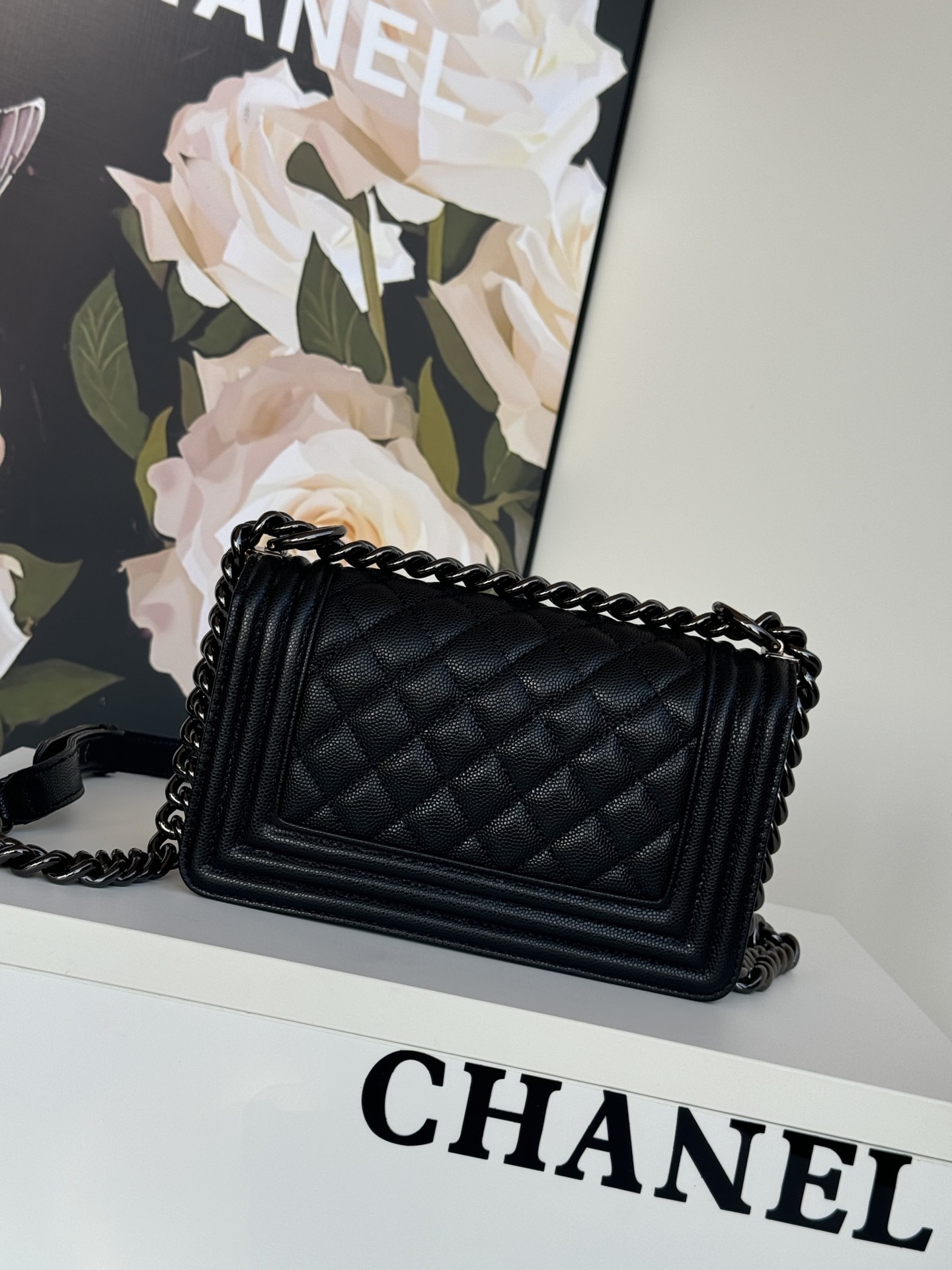 Ch@nel Boy Bag-Caviar-20CM