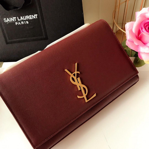 Y*L medium in grain de pouder embossed leather-24*14.5*5.5cm