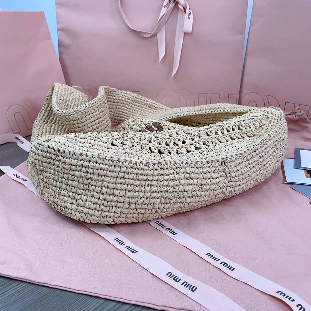 M*um*u raffia tote bag-44x 31.5 x8cm