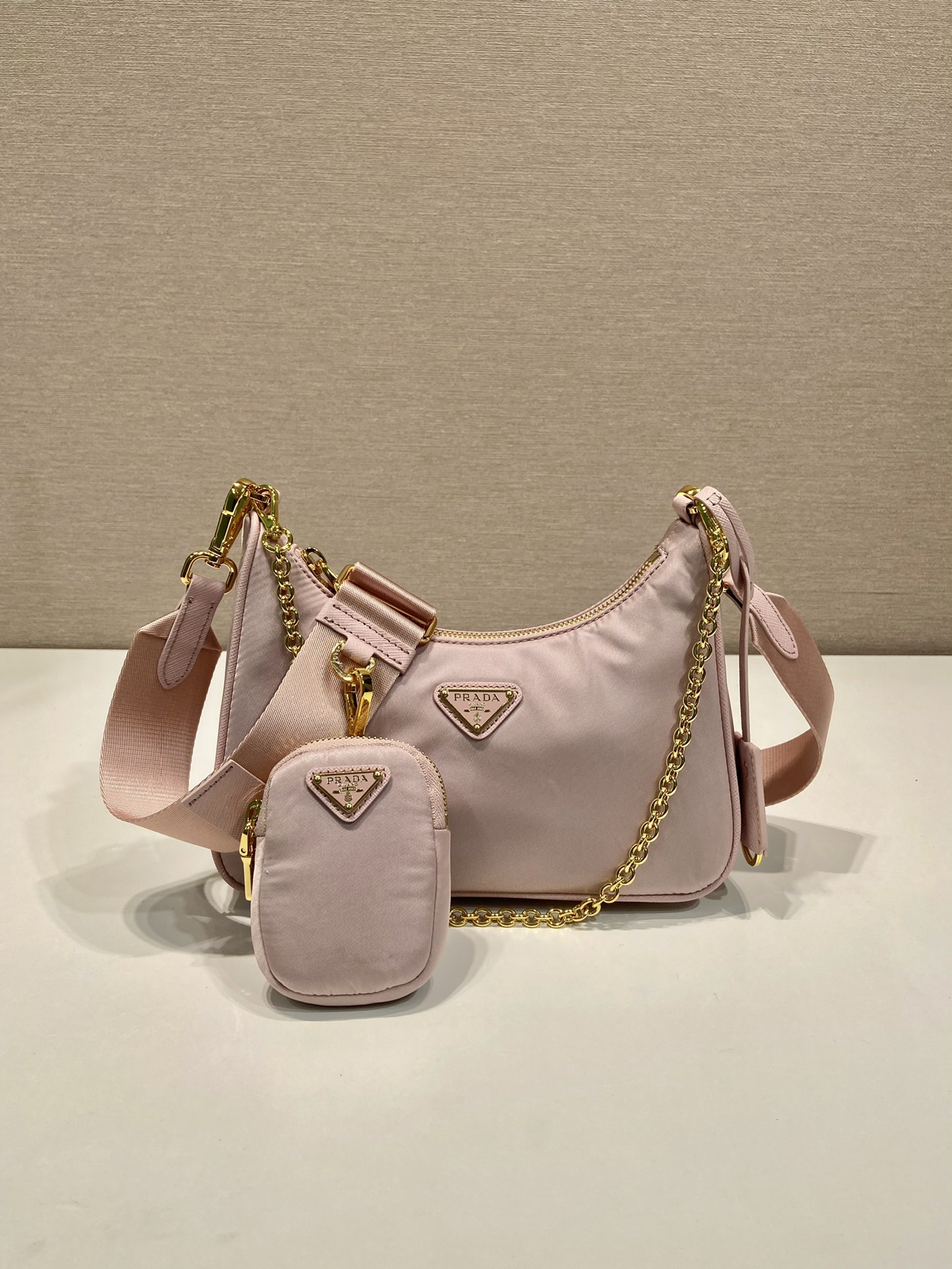 Pra*a nylon hobo bag-1bh204-22*12*6cm