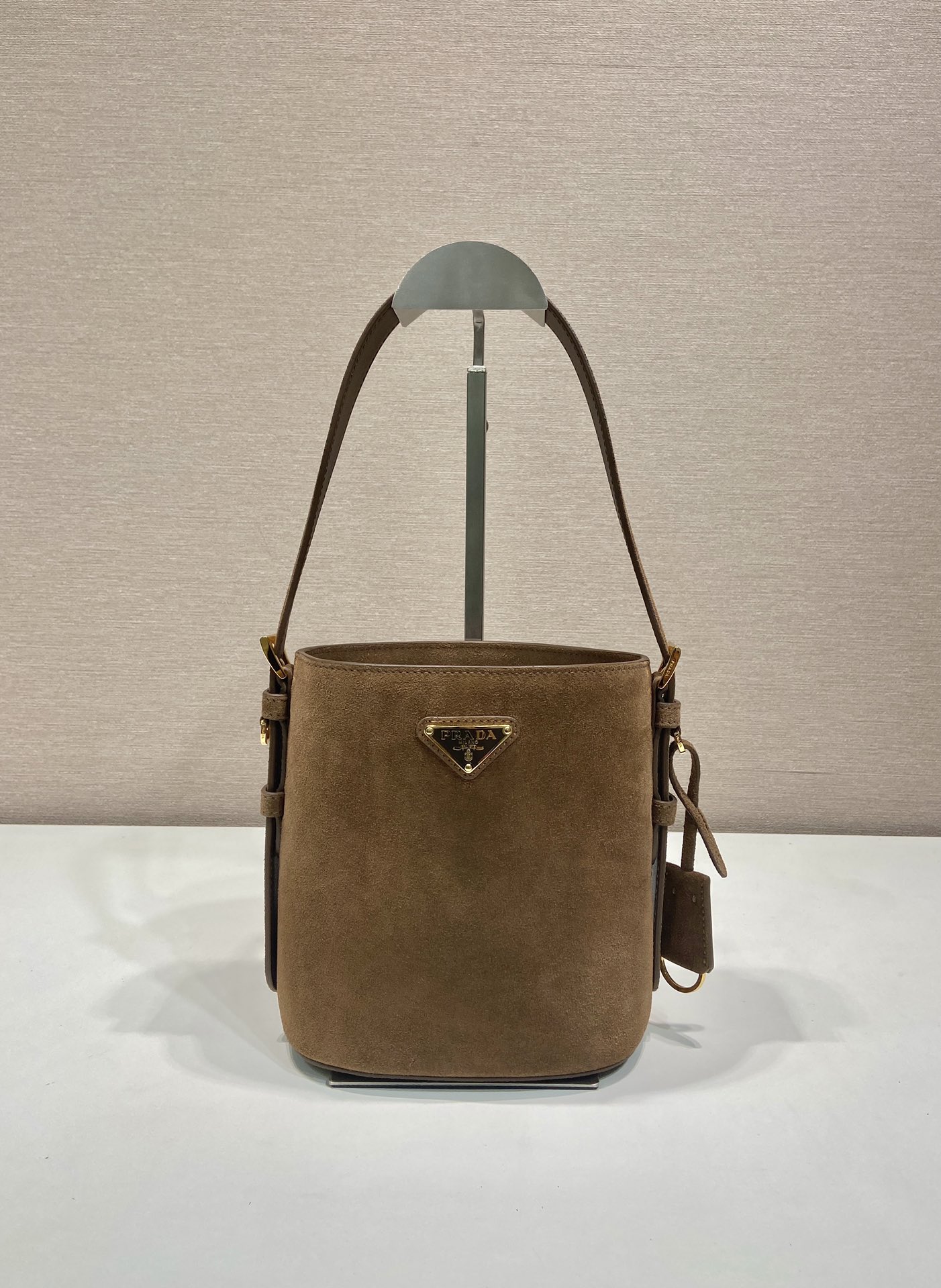 Prada Cinnamon Suede Mini Bucket Bag-1BE078A-31*18*10CM