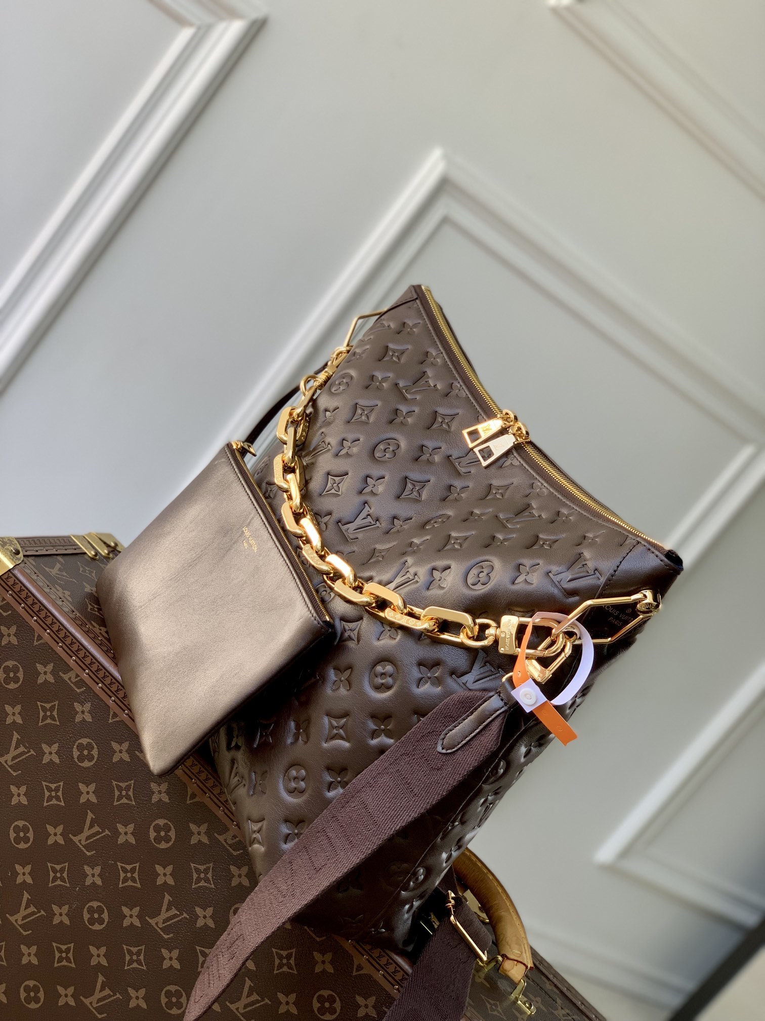Louis Vuitton Coussin Hobo MM Black Calf Bag-38*33*10CM
