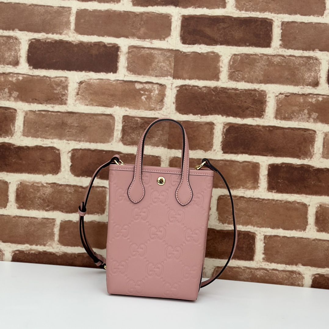 Gucci GG Super Mini Bag With Strap In Pink GG leather |-20*13*2.5CM