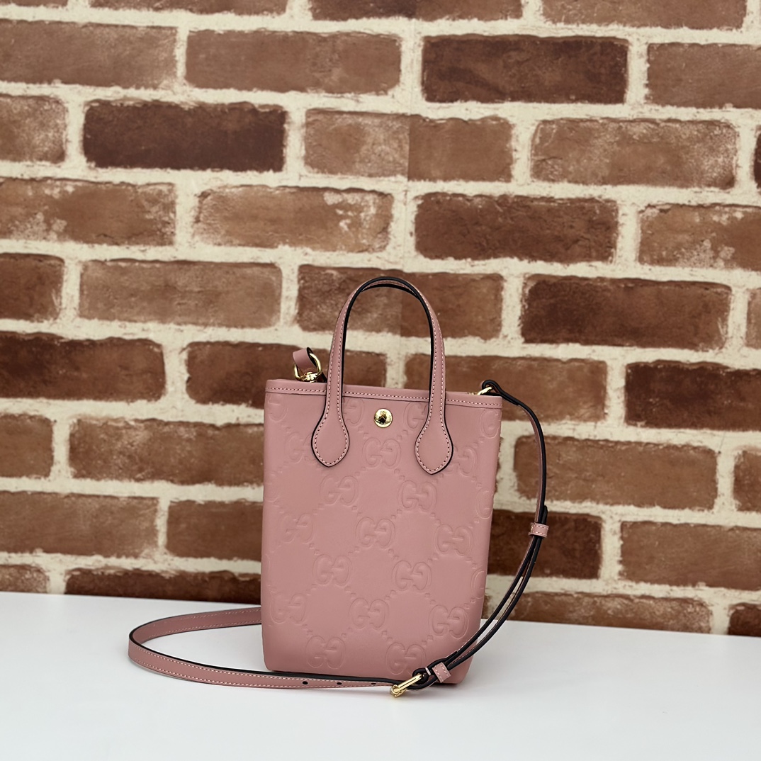 Gucci GG Super Mini Bag With Strap In Pink GG leather |-20*13*2.5CM