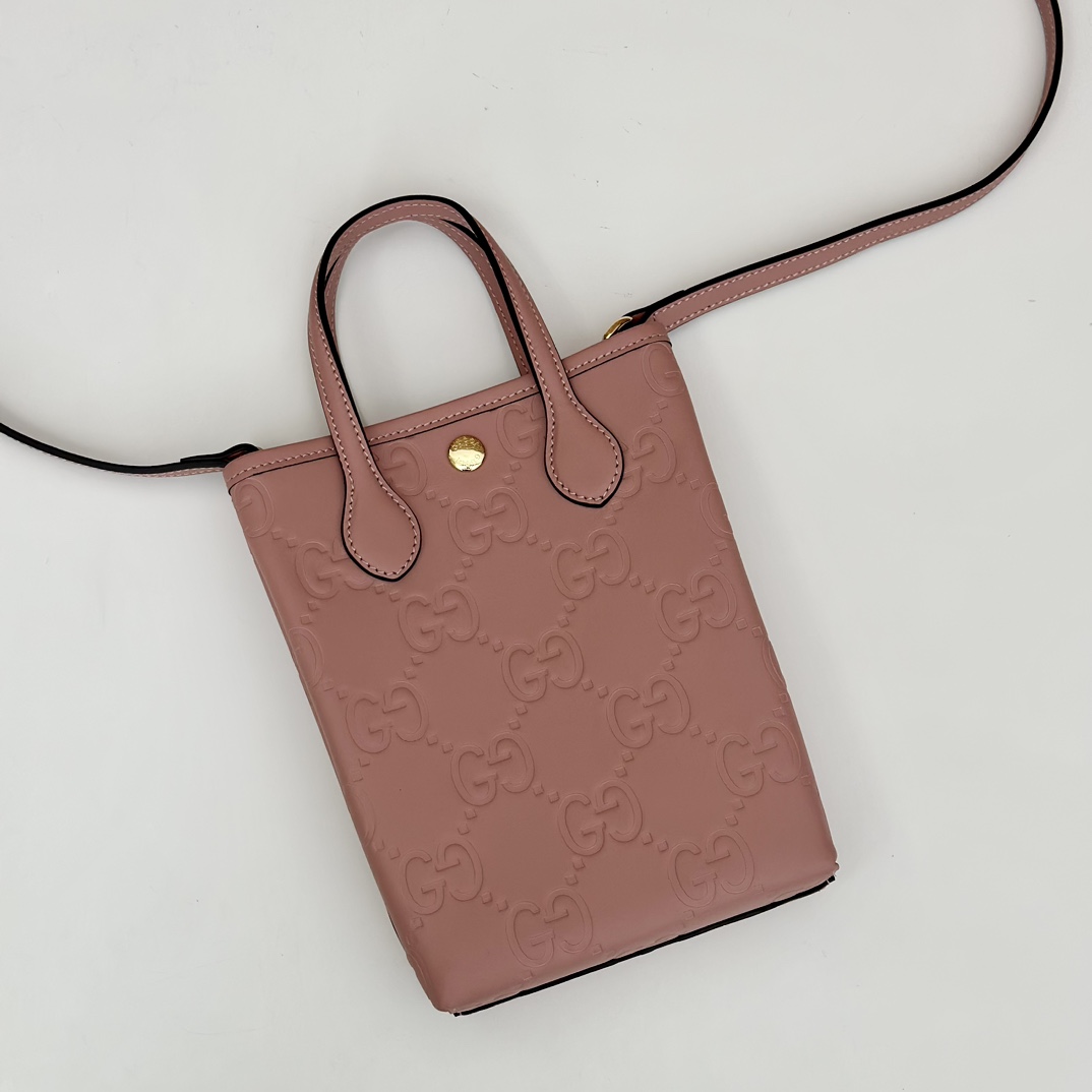 Gucci GG Super Mini Bag With Strap In Pink GG leather |-20*13*2.5CM