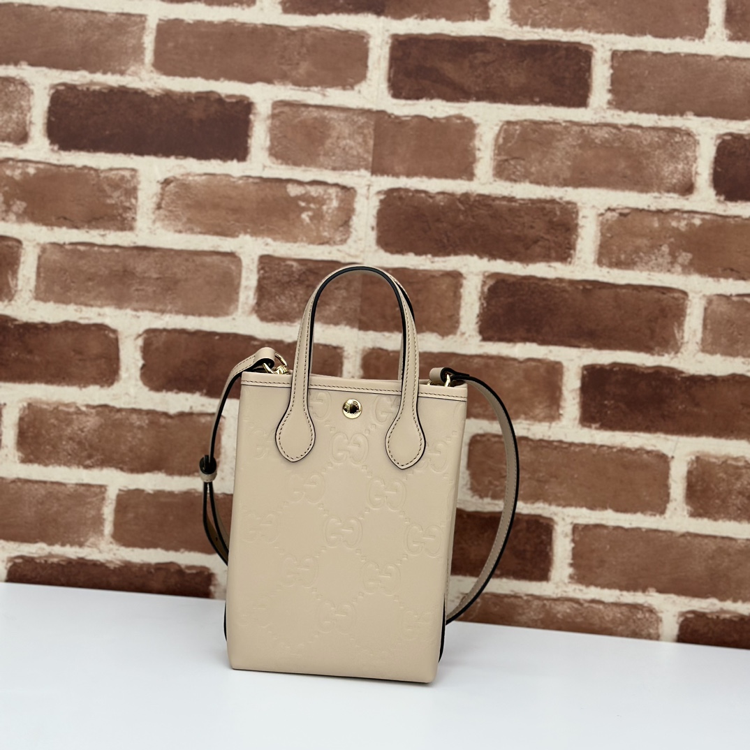 Gucci GG Super Mini Bag With Strap In Beige GG leather -20*13*2.5CM