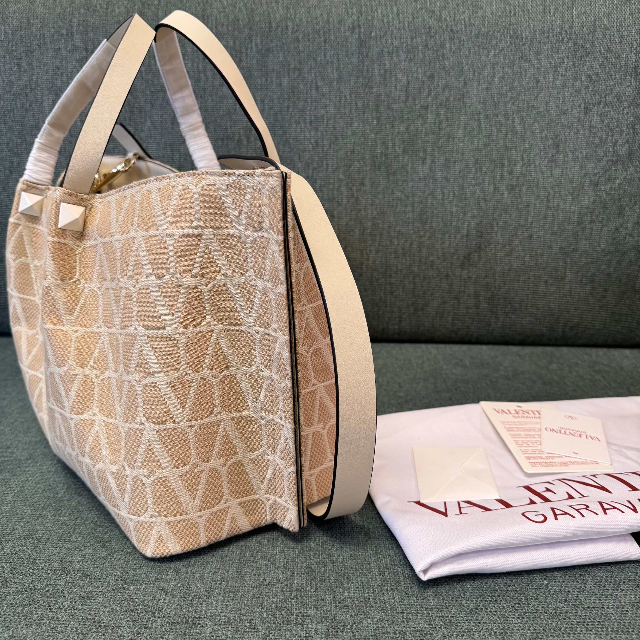 Valentino Garavani Toile Iconographe Raffia Tote Bag