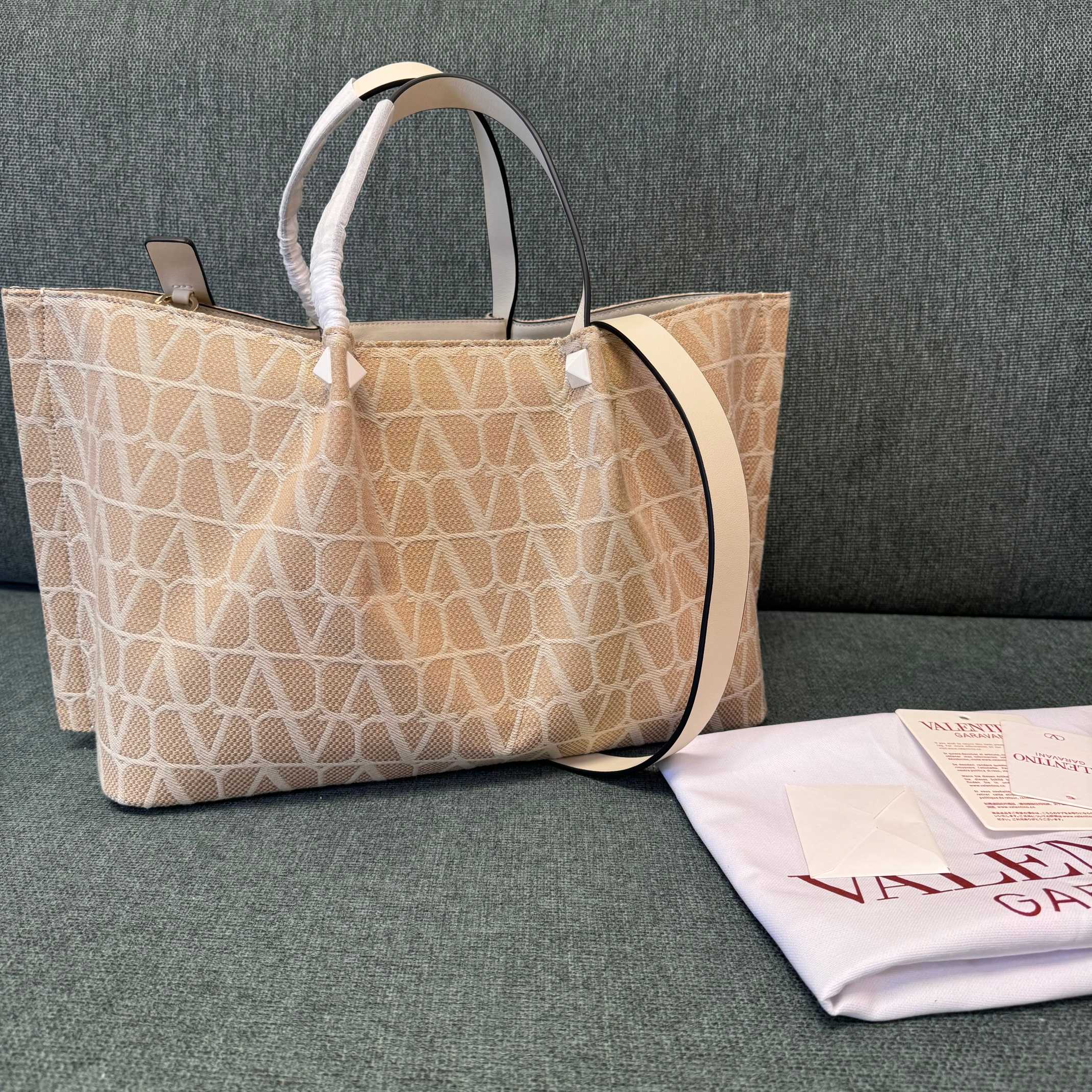 Valentino Garavani Toile Iconographe Raffia Tote Bag