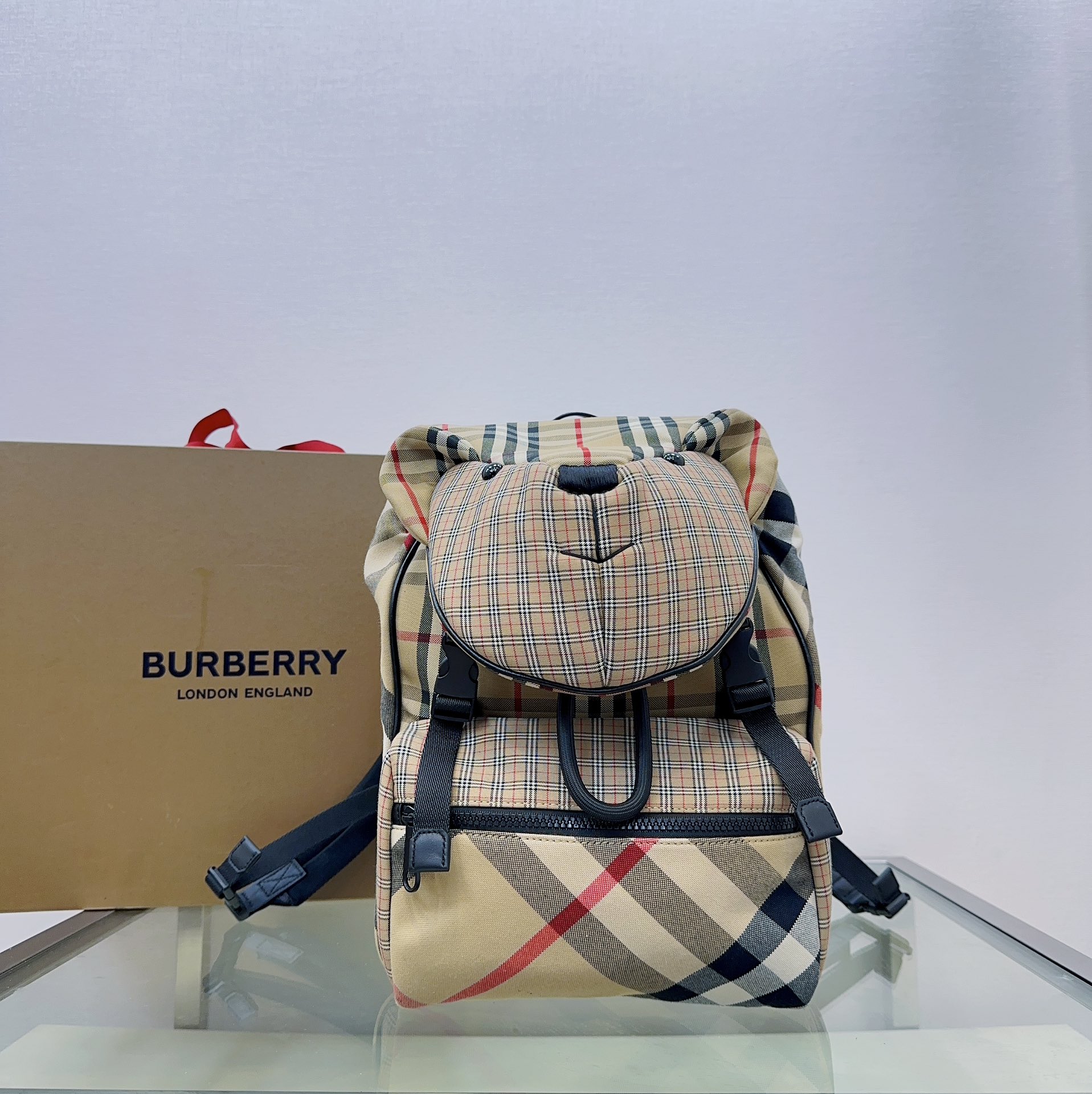 Burberry Unisex Thomas Bear Check Cotton Backpack-26*35*11CM