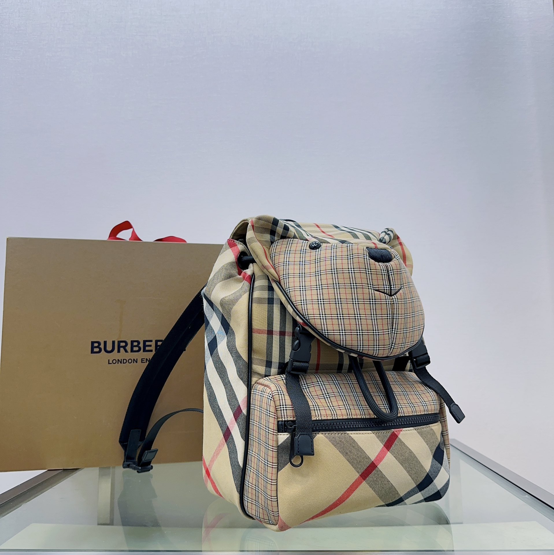 Burberry Unisex Thomas Bear Check Cotton Backpack-26*35*11CM