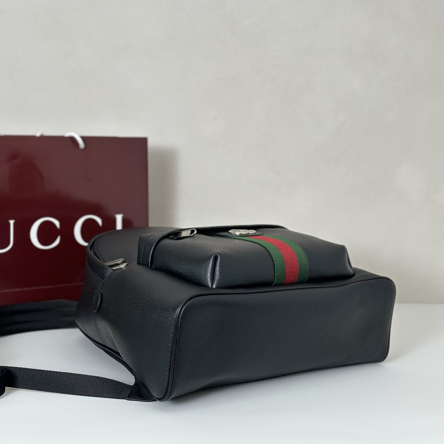 Gucci Ophidia Medium Backpack In Black Soft Leather-36.5*41*18CM