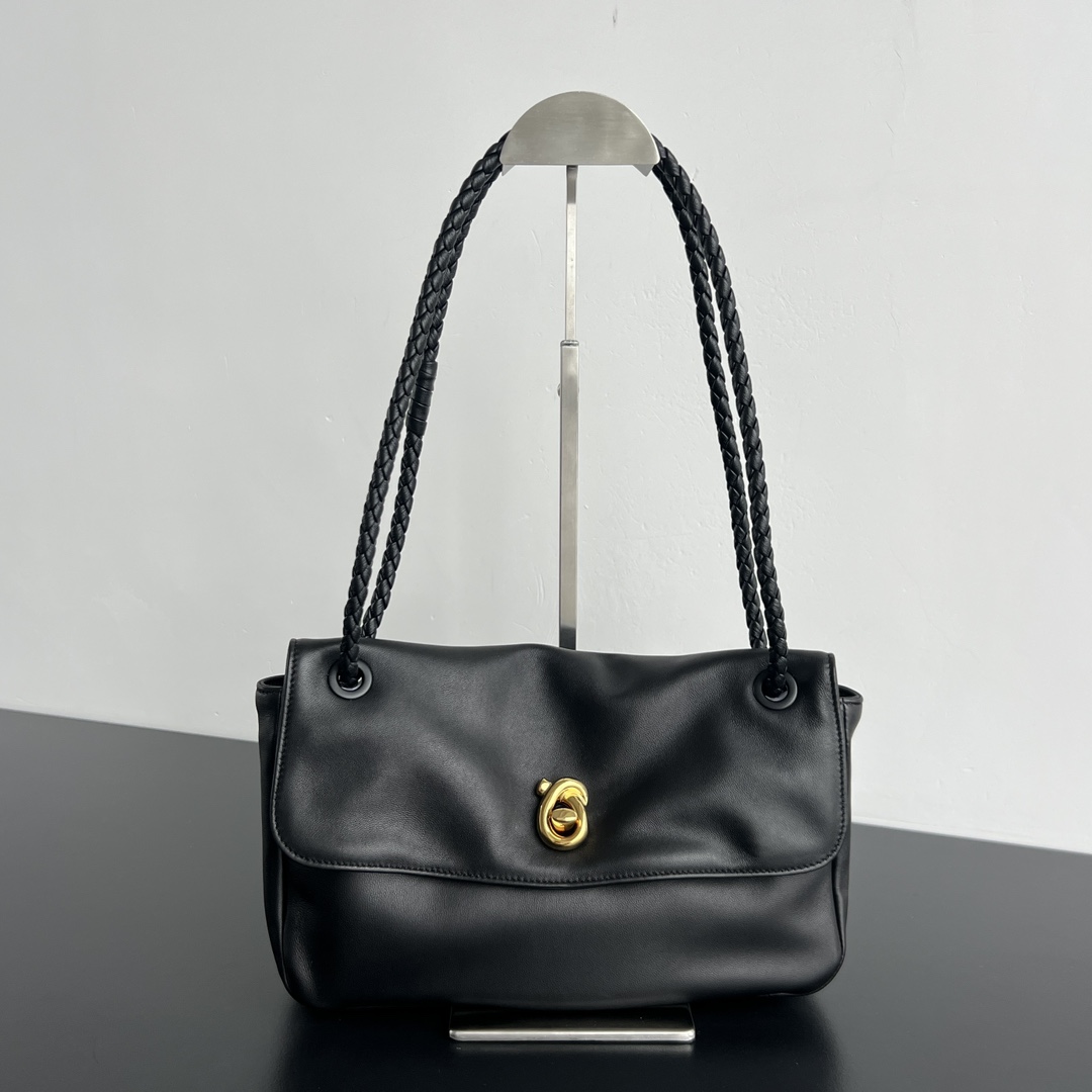 Bottega Veneta Soft Lock Leather Shoulder Bag-27x16x6CM