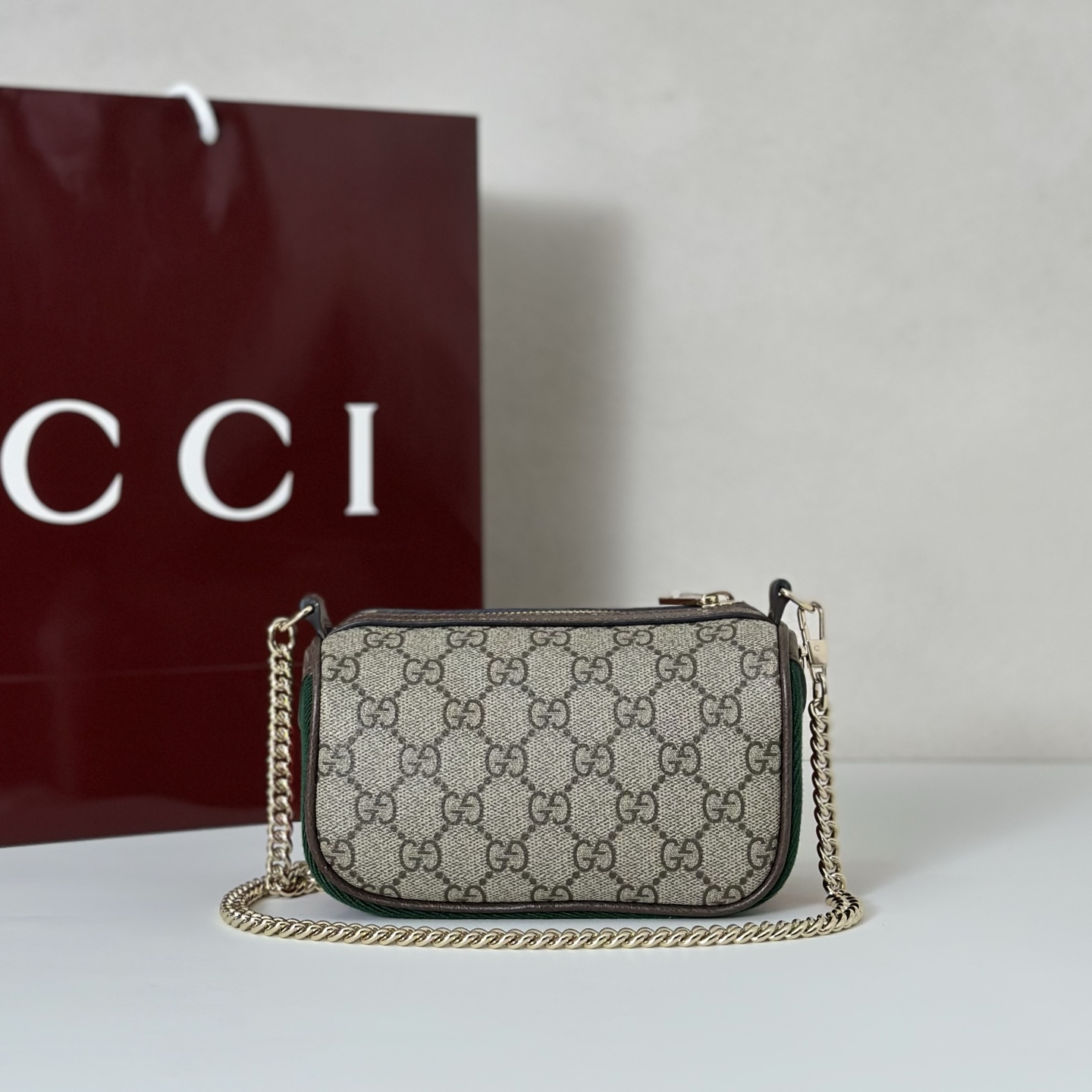 Gucci Ophidia Mini Bag In Beige And Brown GG Fbric-16*10*8CM