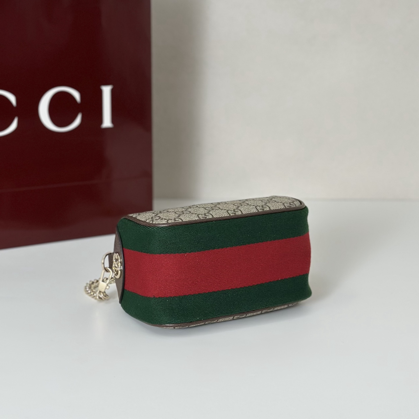 Gucci Ophidia Mini Bag In Beige And Brown GG Fbric-16*10*8CM